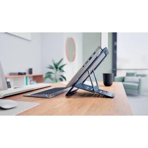 Supporto per laptop regolabile ultrapiatto in alluminio Leitz Ergo grigio scuro - 300x10x210 mm - 63460089
